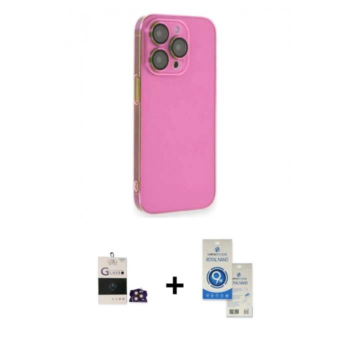 MARSİLYAN™- iPhone 14 Pro Max Kılıf Siluet Minimal Özel Seri - Şeffaf Royal Nano Ekran Koruyucu + Bilvis Titan Kamera Lens - GD