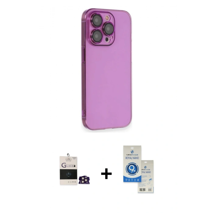 MARSİLYAN™- iPhone 14 Pro Max Kılıf Siluet Minimal Özel Seri - Şeffaf Royal Nano Ekran Koruyucu + Bilvis Titan Kamera Lens - GD