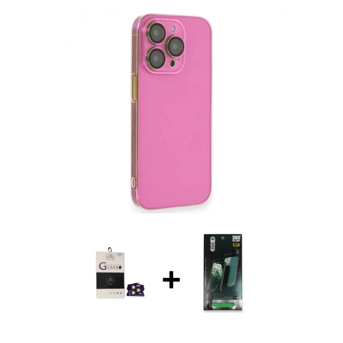MARSİLYAN™- iPhone 14 Pro Max Kılıf Siluet Minimal Özel Seri - Siyah 360 Mat Full Body Arka Koruyucu + Bilvis Titan Kamera Lens - GD