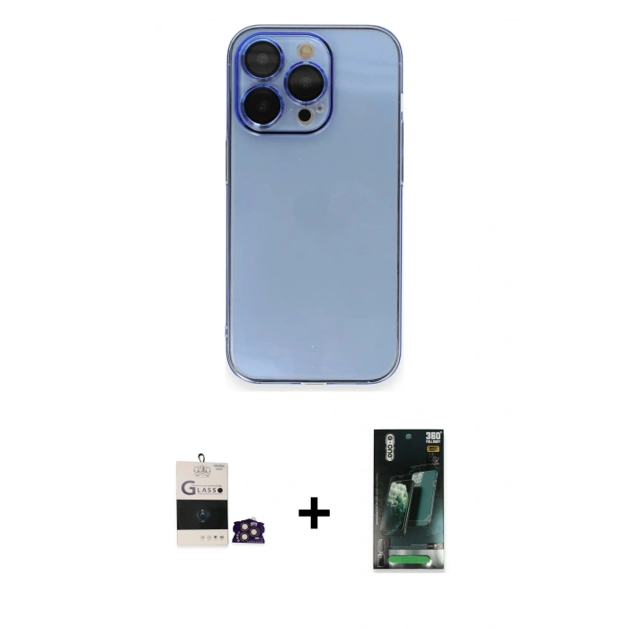 MARSİLYAN™- iPhone 14 Pro Max Kılıf Siluet Minimal Özel Seri - Siyah 360 Mat Full Body Arka Koruyucu + Bilvis Titan Kamera Lens - GD