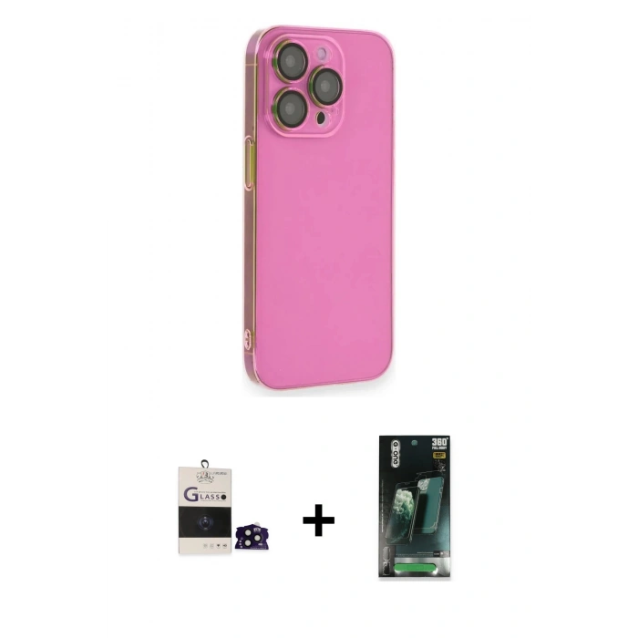 MARSİLYAN™- iPhone 14 Pro Max Kılıf Siluet Minimal Özel Seri - Siyah 360 Mat Full Body Arka Koruyucu + Bilvis Titan Kamera Lens - SH