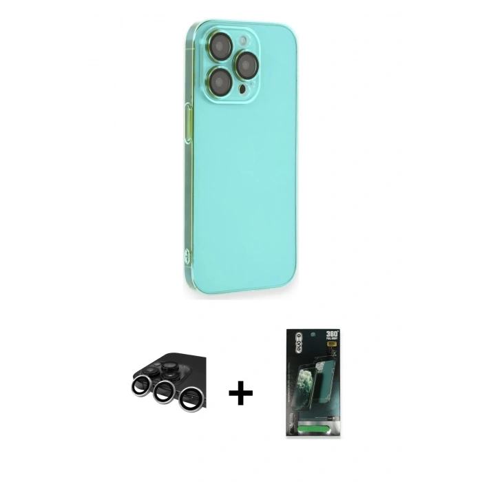 MARSİLYAN™- iPhone 14 Pro Max Kılıf Siluet Minimal Özel Seri - Siyah 360 Mat Full Body Arka Koruyucu + Raze Metal Kamera Lens - GS