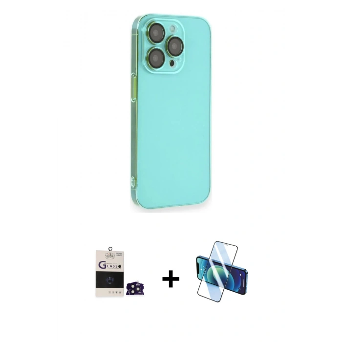 MARSİLYAN™- iPhone 14 Pro Max Kılıf Siluet Minimal Özel Seri - Siyah 3D Antistatik Cam Ekran Koruyucu + Bilvis Titan Kamera Lens - DNMR