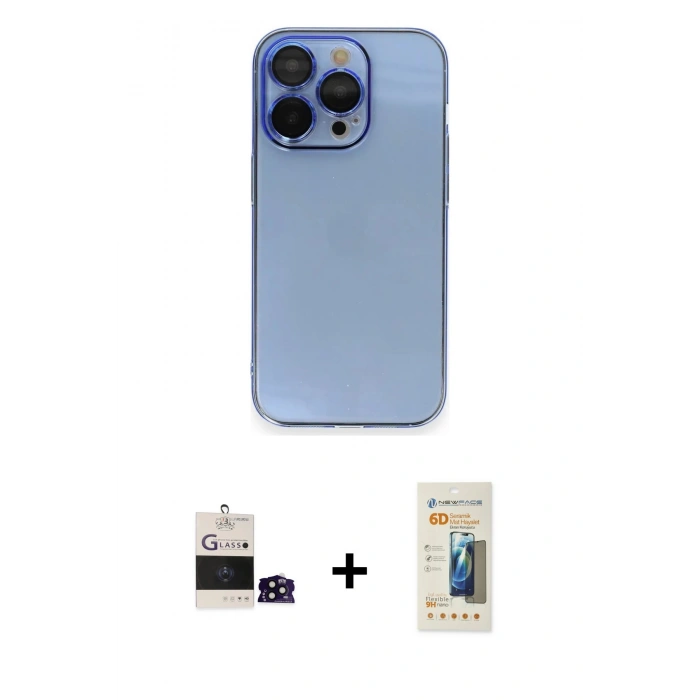 MARSİLYAN™- iPhone 14 Pro Max Kılıf Siluet Minimal Özel Seri - Siyah 6D Mat Seramik Hayalet Nano Ekran Koruyucu + Bilvis Titan Kamera Lens - SH