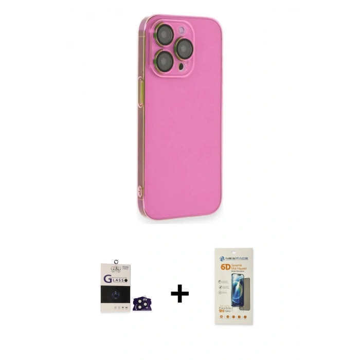 MARSİLYAN™- iPhone 14 Pro Max Kılıf Siluet Minimal Özel Seri - Siyah 6D Mat Seramik Hayalet Nano Ekran Koruyucu + Bilvis Titan Kamera Lens - DNMR