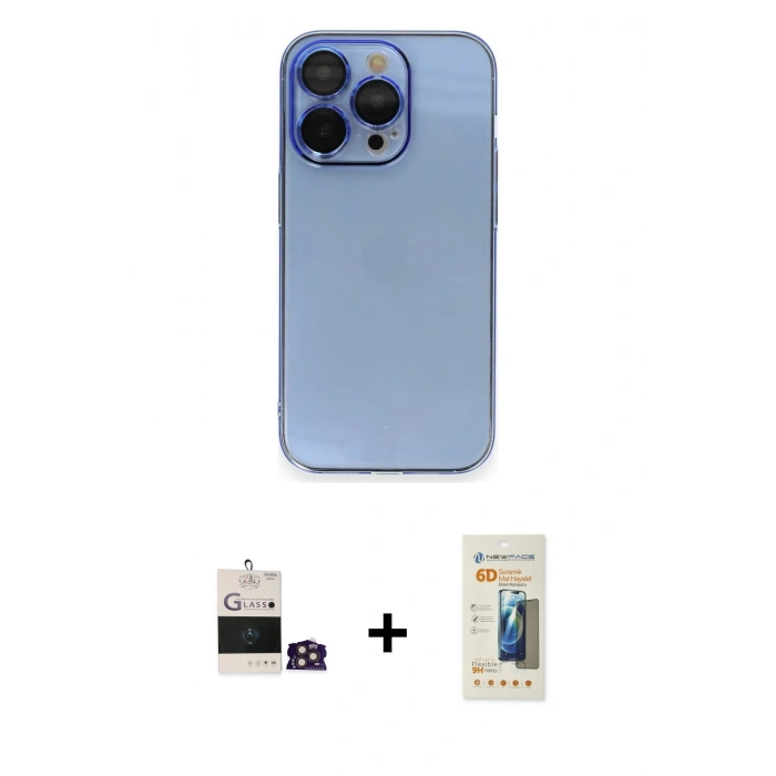 MARSİLYAN™- iPhone 14 Pro Max Kılıf Siluet Minimal Özel Seri - Siyah 6D Mat Seramik Hayalet Nano Ekran Koruyucu + Bilvis Titan Kamera Lens - GD