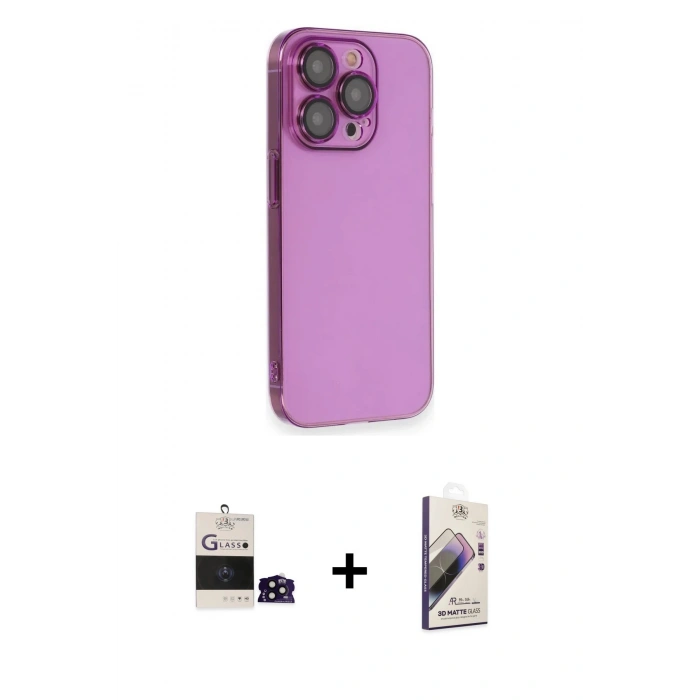 MARSİLYAN™- iPhone 14 Pro Max Kılıf Siluet Minimal Özel Seri - Siyah Bilvis 3D Mat Cam Ekran Koruyucu + Siyah Bilvis Titan Kamera Lens