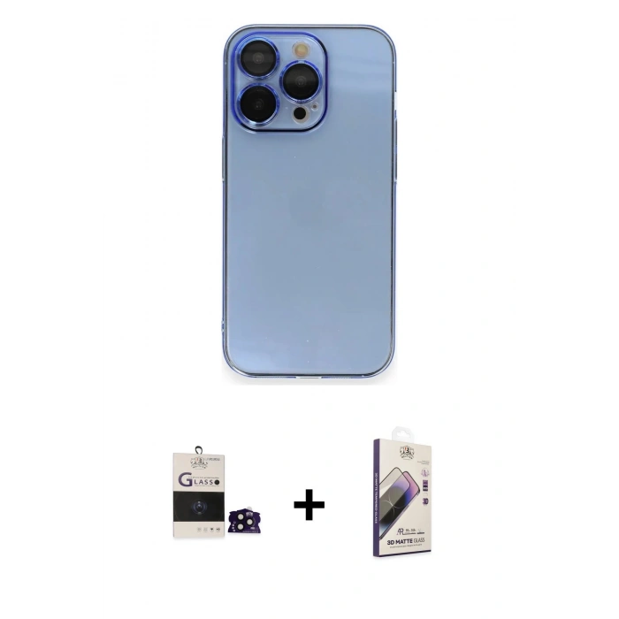 MARSİLYAN™- iPhone 14 Pro Max Kılıf Siluet Minimal Özel Seri - Siyah Bilvis 3D Mat Cam Ekran Koruyucu + Siyah Bilvis Titan Kamera Lens