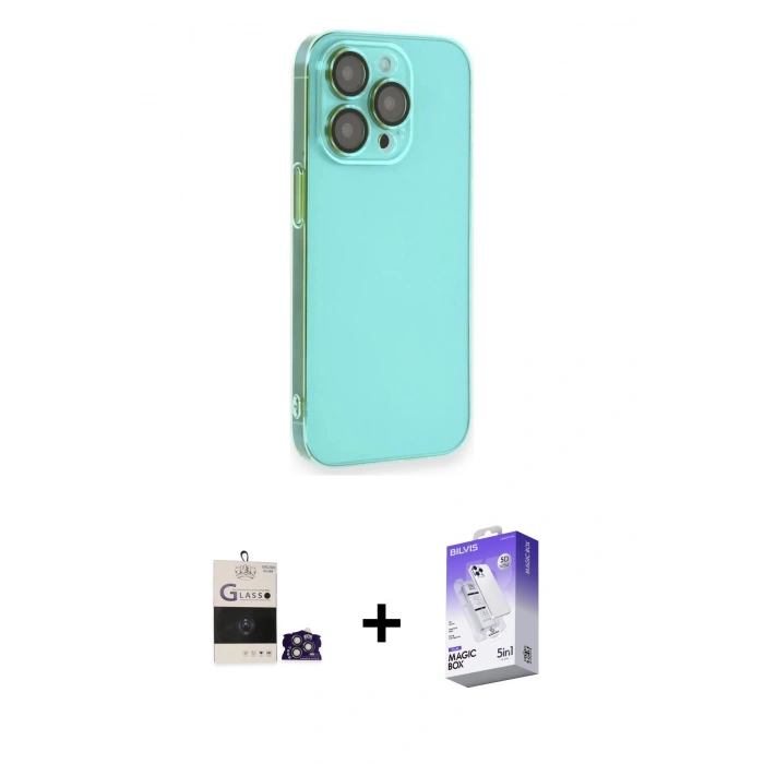MARSİLYAN™- iPhone 14 Pro Max Kılıf Siluet Minimal Özel Seri - Siyah Bilvis 5in1 3D Magic Cam Ekran Koruyucu + Bilvis Titan Kamera Lens - GS