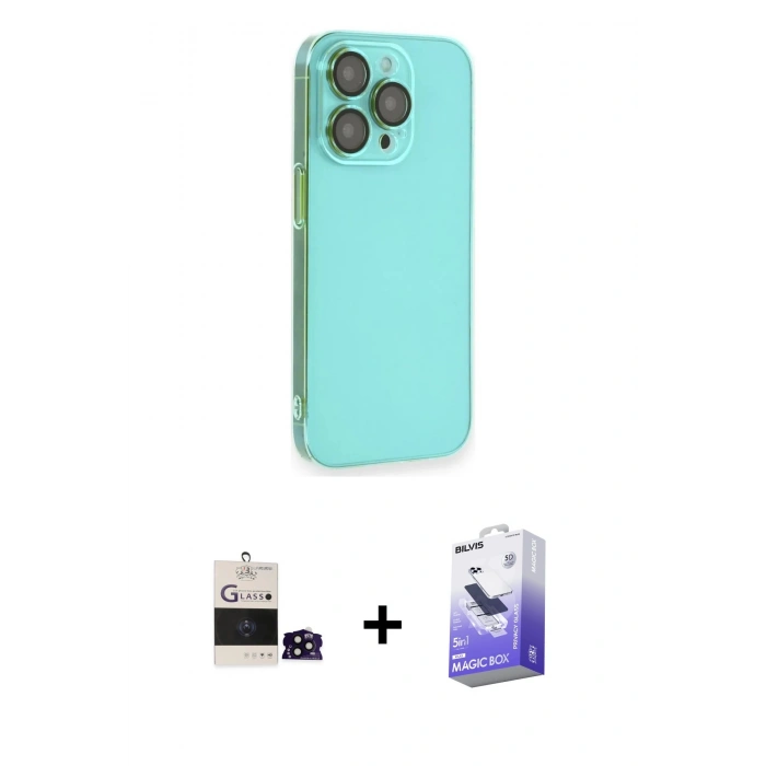MARSİLYAN™- iPhone 14 Pro Max Kılıf Siluet Minimal Özel Seri - Siyah Bilvis 5in1 5D Magic Hayalet Cam Ekran Koruyucu + Bilvis Titan Kamera Lens - SH
