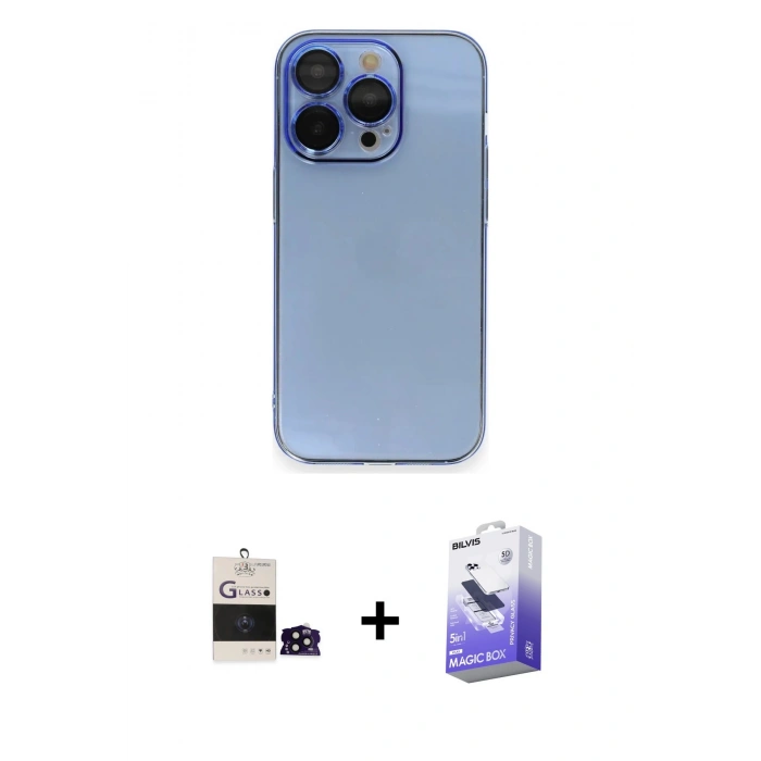 MARSİLYAN™- iPhone 14 Pro Max Kılıf Siluet Minimal Özel Seri - Siyah Bilvis 5in1 5D Magic Hayalet Cam Ekran Koruyucu + Bilvis Titan Kamera Lens - SH