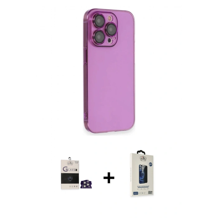 MARSİLYAN™- iPhone 14 Pro Max Kılıf Siluet Minimal Özel Seri - Siyah Bilvis Hayalet Cam Ekran Koruyucu + Bilvis Titan Kamera Lens - GS
