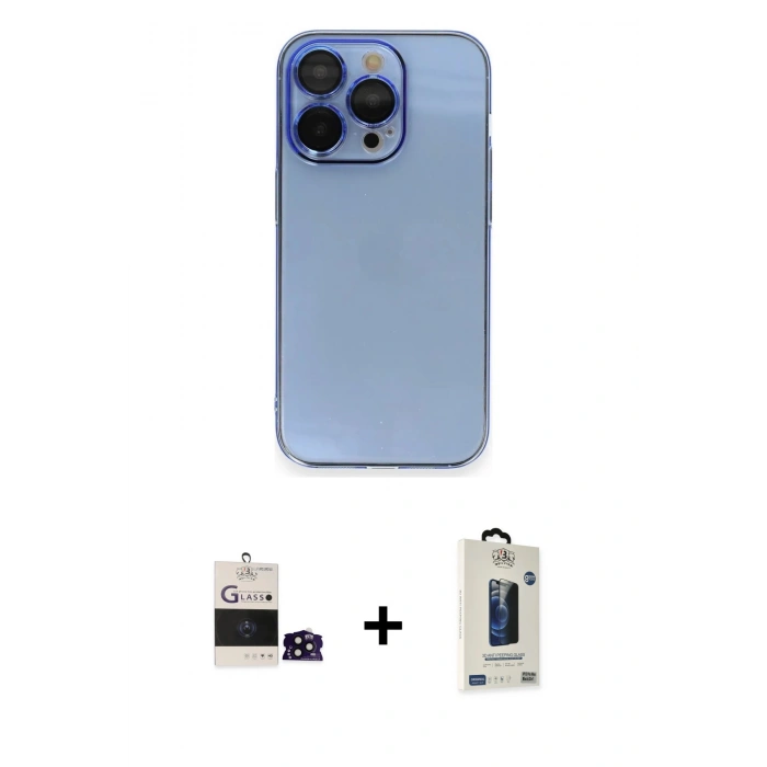 MARSİLYAN™- iPhone 14 Pro Max Kılıf Siluet Minimal Özel Seri - Siyah Bilvis Hayalet Cam Ekran Koruyucu + Bilvis Titan Kamera Lens - SH