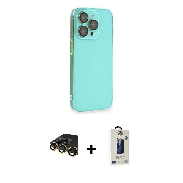 MARSİLYAN™- iPhone 14 Pro Max Kılıf Siluet Minimal Özel Seri - Siyah Bilvis Hayalet Cam Ekran Koruyucu + Raze Metal Kamera Lens - GD