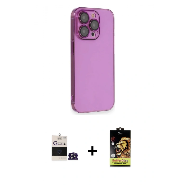 MARSİLYAN™- iPhone 14 Pro Max Kılıf Siluet Minimal Özel Seri - Siyah Buffer Cam Ekran Koruyucu + Bilvis Titan Kamera Lens - DNMR