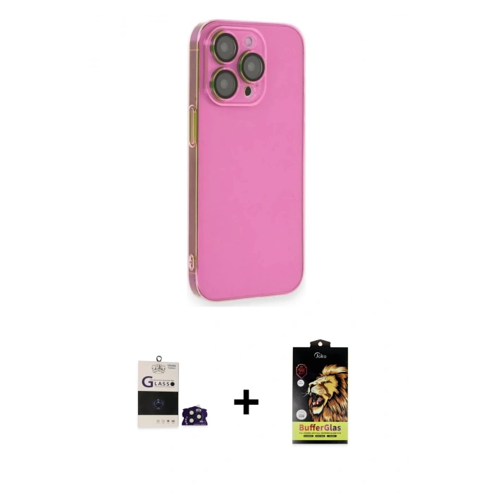 MARSİLYAN™- iPhone 14 Pro Max Kılıf Siluet Minimal Özel Seri - Siyah Buffer Cam Ekran Koruyucu + Bilvis Titan Kamera Lens - DNMR