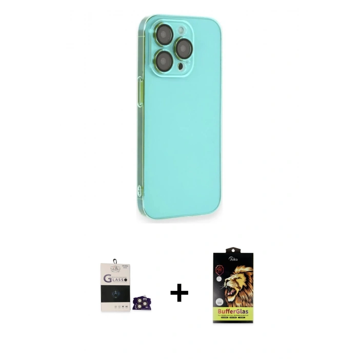 MARSİLYAN™- iPhone 14 Pro Max Kılıf Siluet Minimal Özel Seri - Siyah Buffer Cam Ekran Koruyucu + Gold Bilvis Titan Kamera Lens