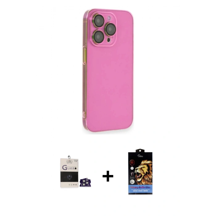 MARSİLYAN™- iPhone 14 Pro Max Kılıf Siluet Minimal Özel Seri - Siyah Buffer Hayalet Cam Ekran Koruyucu + Bilvis Titan Kamera Lens - GS