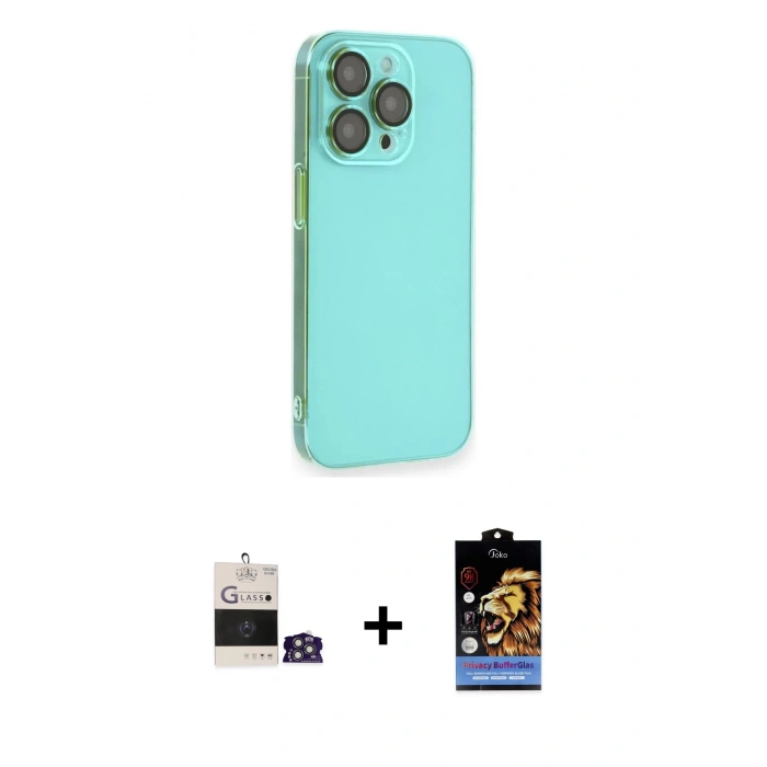 MARSİLYAN™- iPhone 14 Pro Max Kılıf Siluet Minimal Özel Seri - Siyah Buffer Hayalet Cam Ekran Koruyucu + Bilvis Titan Kamera Lens - GS