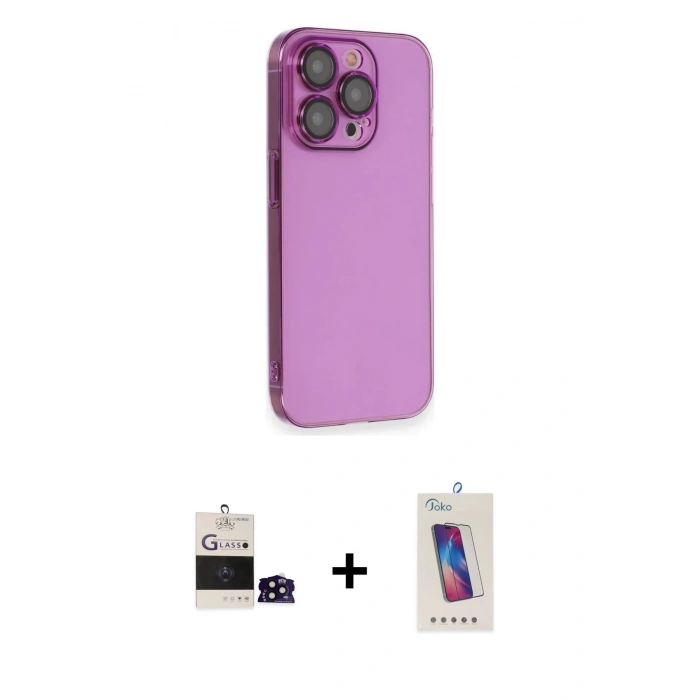 MARSİLYAN™- iPhone 14 Pro Max Kılıf Siluet Minimal Özel Seri - Siyah Joko 5D Cam + Bilvis Titan Kamera Lens - SH