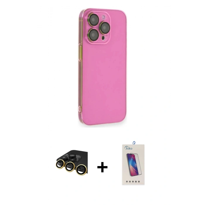 MARSİLYAN™- iPhone 14 Pro Max Kılıf Siluet Minimal Özel Seri - Siyah Joko 5D Cam + Raze Metal Kamera Lens - GD