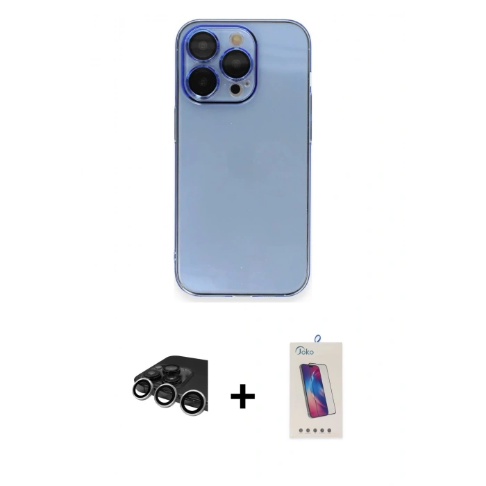 MARSİLYAN™- iPhone 14 Pro Max Kılıf Siluet Minimal Özel Seri - Siyah Joko 5D Cam + Raze Metal Kamera Lens - GS