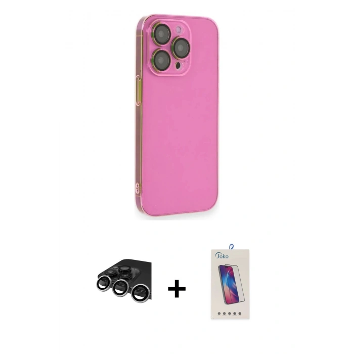 MARSİLYAN™- iPhone 14 Pro Max Kılıf Siluet Minimal Özel Seri - Siyah Joko 5D Cam + Raze Metal Kamera Lens - GS