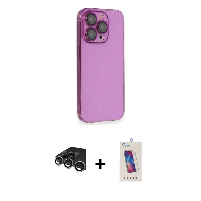 MARSİLYAN™- iPhone 14 Pro Max Kılıf Siluet Minimal Özel Seri - Siyah Joko 5D Cam + Raze Metal Kamera Lens - GS