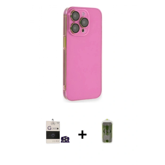 MARSİLYAN™- iPhone 14 Pro Max Kılıf Siluet Minimal Özel Seri - Siyah Joko Magic 5D Hayalet Cam + Bilvis Titan Kamera Lens - GS