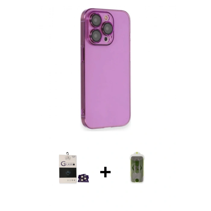 MARSİLYAN™- iPhone 14 Pro Max Kılıf Siluet Minimal Özel Seri - Siyah Joko Magic 5D Hayalet Cam + Bilvis Titan Kamera Lens - GD