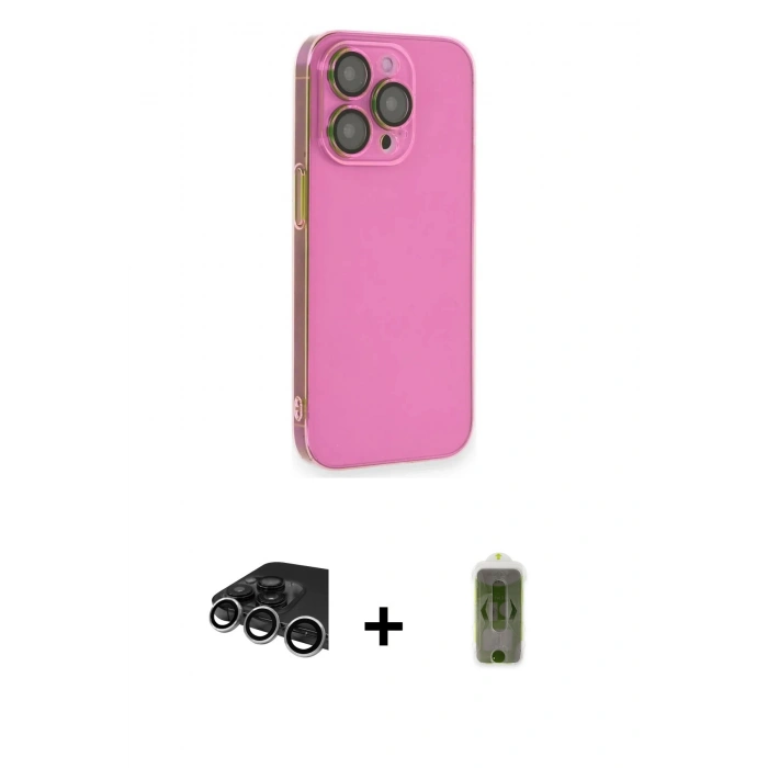 MARSİLYAN™- iPhone 14 Pro Max Kılıf Siluet Minimal Özel Seri - Siyah Joko Magic 5D Hayalet Cam + Gümüş Raze Metal Kamera Lens