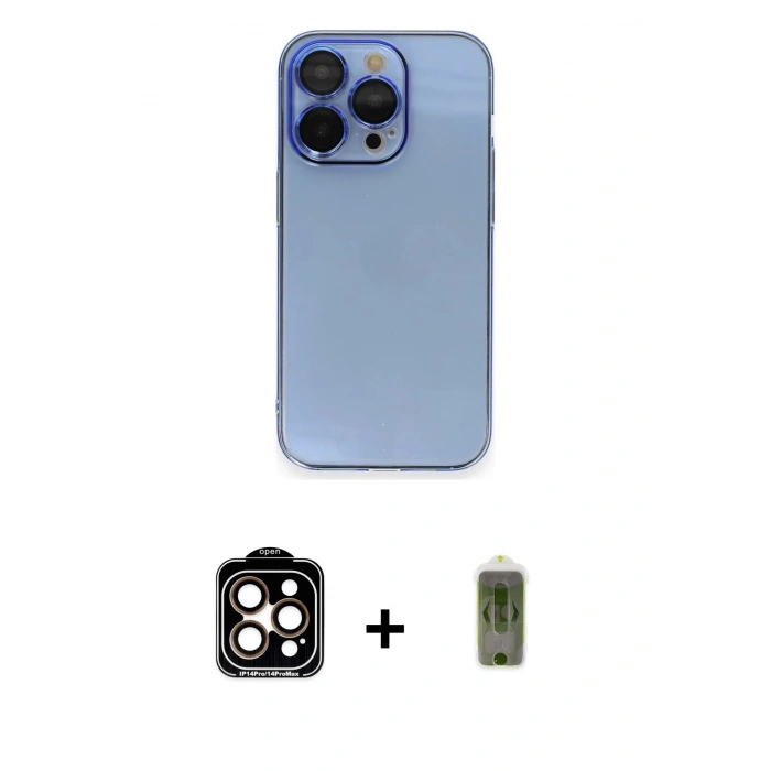 MARSİLYAN™- iPhone 14 Pro Max Kılıf Siluet Minimal Özel Seri - Siyah Joko Magic 5D Hayalet Cam + PVD Metal Kamera Lens - TU
