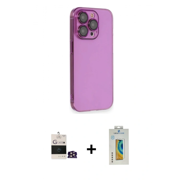 MARSİLYAN™- iPhone 14 Pro Max Kılıf Siluet Minimal Özel Seri - Siyah Polymer Nano Ekran Koruyucu + Bilvis Titan Kamera Lens - GD