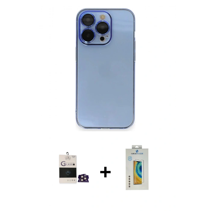 MARSİLYAN™- iPhone 14 Pro Max Kılıf Siluet Minimal Özel Seri - Siyah Polymer Nano Ekran Koruyucu + Bilvis Titan Kamera Lens - GD