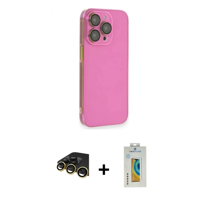 MARSİLYAN™- iPhone 14 Pro Max Kılıf Siluet Minimal Özel Seri - Siyah Polymer Nano Ekran Koruyucu + Raze Metal Kamera Lens - GD