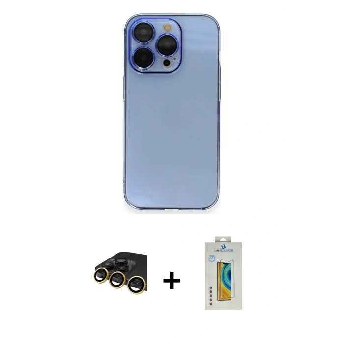 MARSİLYAN™- iPhone 14 Pro Max Kılıf Siluet Minimal Özel Seri - Siyah Polymer Nano Ekran Koruyucu + Raze Metal Kamera Lens - GD
