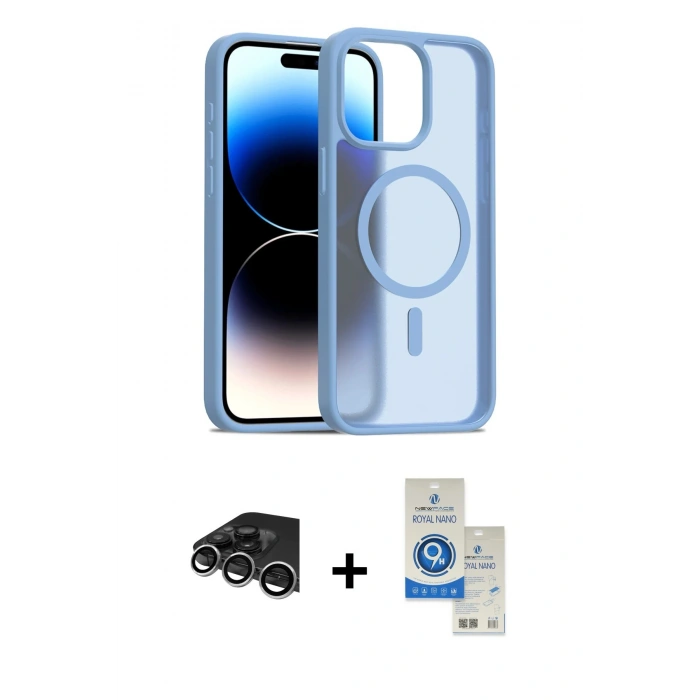 MARSİLYAN™- iPhone 14 Pro Max Kılıf Siluet Minimal Prime - Şeffaf Royal Nano Ekran Koruyucu + Raze Metal Kamera Lens - GS