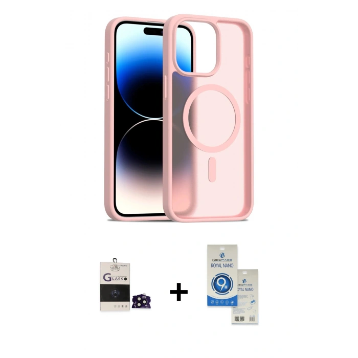 MARSİLYAN™- iPhone 14 Pro Max Kılıf Siluet Minimal Prime - Şeffaf Royal Nano Ekran Koruyucu + Siyah Bilvis Titan Kamera Lens
