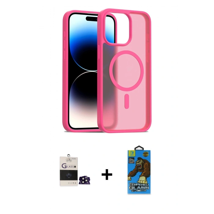MARSİLYAN™- iPhone 14 Pro Max Kılıf Siluet Minimal Prime - Siyah 18D Cam Ekran Koruyucu + Siyah Bilvis Titan Kamera Lens