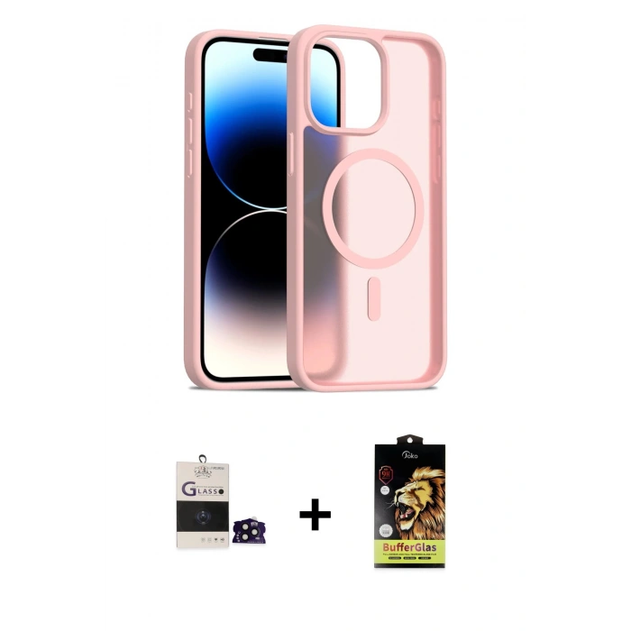 MARSİLYAN™- iPhone 14 Pro Max Kılıf Siluet Minimal Prime - Siyah Buffer Cam Ekran Koruyucu + Bilvis Titan Kamera Lens - SH