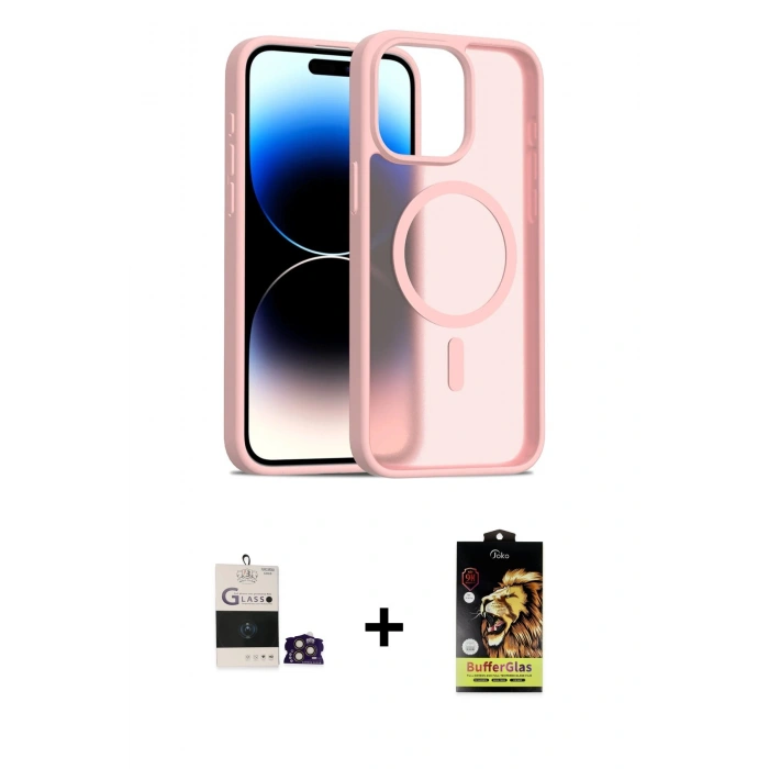 MARSİLYAN™- iPhone 14 Pro Max Kılıf Siluet Minimal Prime - Siyah Buffer Cam Ekran Koruyucu + Bilvis Titan Kamera Lens - GD