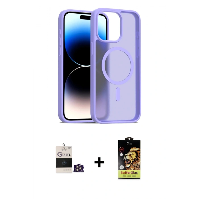 MARSİLYAN™- iPhone 14 Pro Max Kılıf Siluet Minimal Prime - Siyah Buffer Cam Ekran Koruyucu + Bilvis Titan Kamera Lens - GD