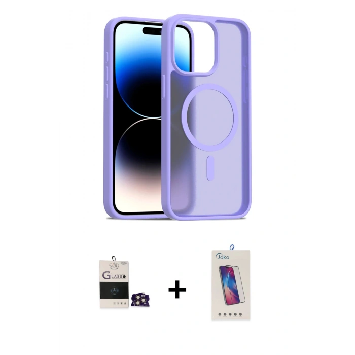 MARSİLYAN™- iPhone 14 Pro Max Kılıf Siluet Minimal Prime - Siyah Joko 5D Cam + Bilvis Titan Kamera Lens - GD