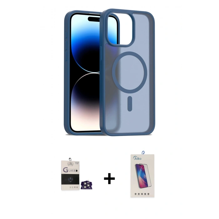 MARSİLYAN™- iPhone 14 Pro Max Kılıf Siluet Minimal Prime - Siyah Joko 5D Cam + Bilvis Titan Kamera Lens - GS