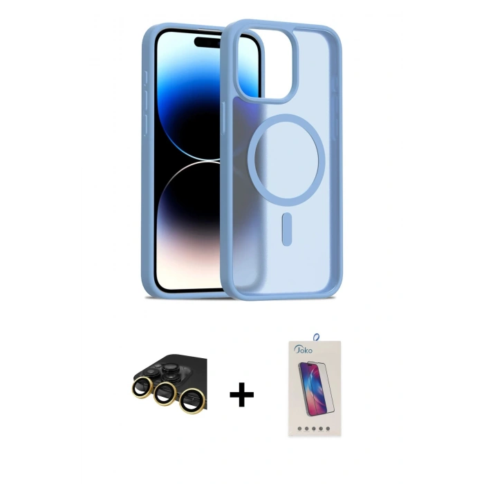 MARSİLYAN™- iPhone 14 Pro Max Kılıf Siluet Minimal Prime - Siyah Joko 5D Cam + Raze Metal Kamera Lens - GD