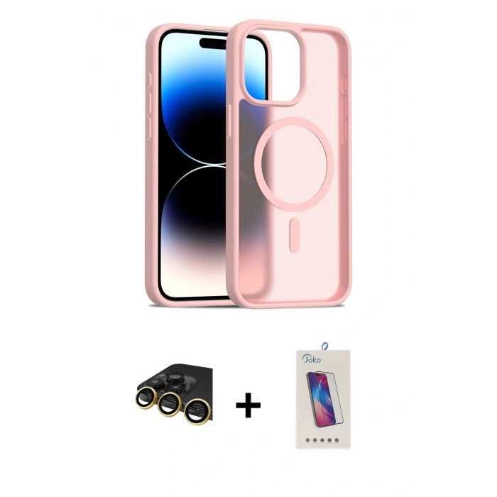 MARSİLYAN™- iPhone 14 Pro Max Kılıf Siluet Minimal Prime - Siyah Joko 5D Cam + Raze Metal Kamera Lens - GD