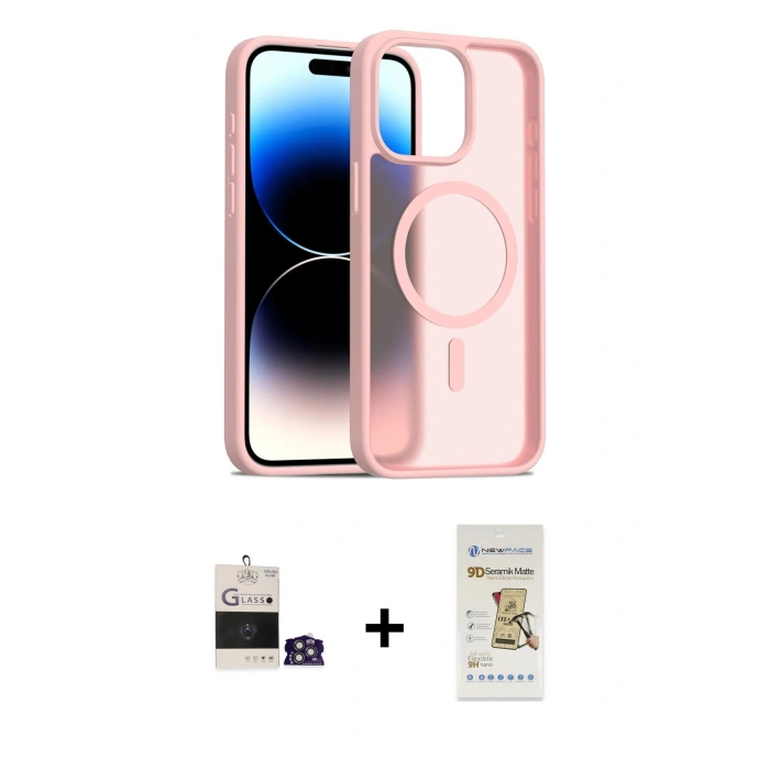 MARSİLYAN™- iPhone 14 Pro Max Kılıf Siluet Minimal Prime - Siyah Mat Seramik Nano Ekran Koruyucu + Bilvis Titan Kamera Lens - GS