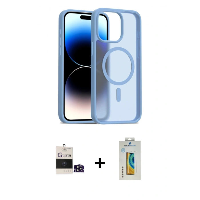 MARSİLYAN™- iPhone 14 Pro Max Kılıf Siluet Minimal Prime - Siyah Polymer Nano Ekran Koruyucu + Bilvis Titan Kamera Lens - SH