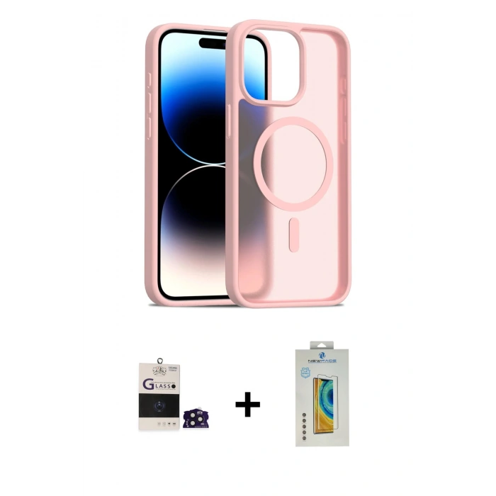 MARSİLYAN™- iPhone 14 Pro Max Kılıf Siluet Minimal Prime - Siyah Polymer Nano Ekran Koruyucu + Derin Mor Bilvis Titan Kamera Lens