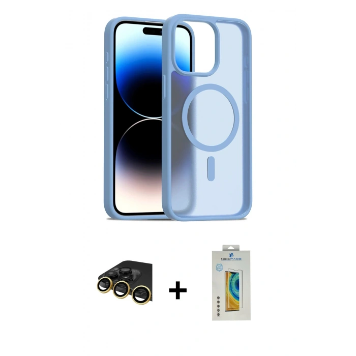 MARSİLYAN™- iPhone 14 Pro Max Kılıf Siluet Minimal Prime - Siyah Polymer Nano Ekran Koruyucu + Raze Metal Kamera Lens - GD